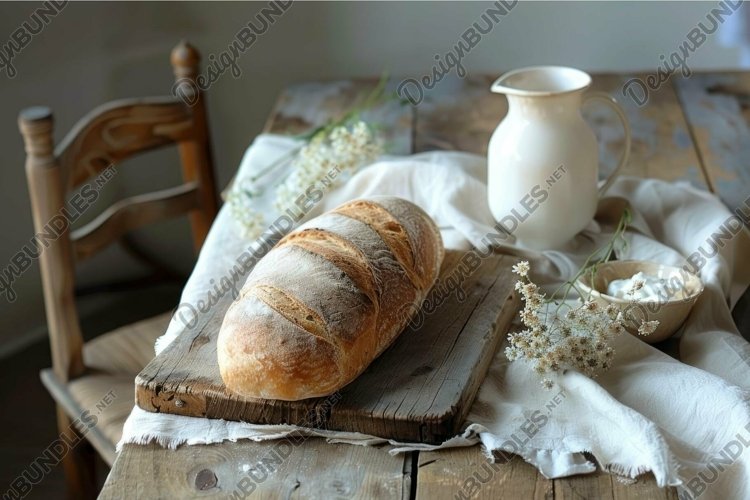 freshly baked bread on a rustic table