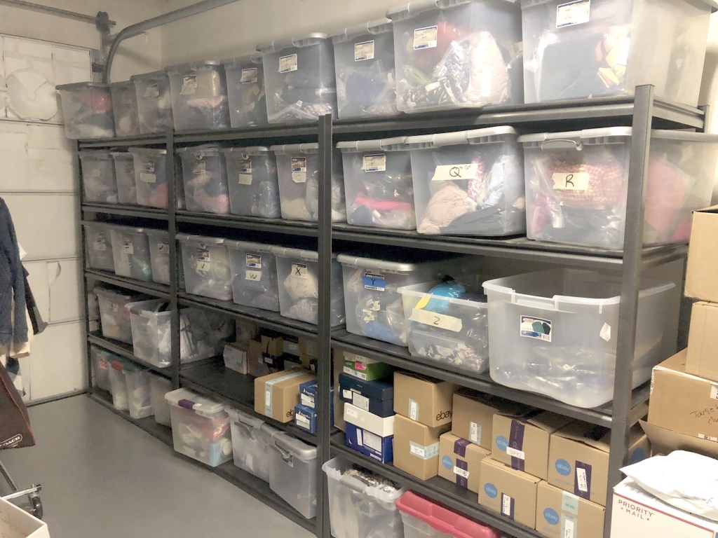 eBay store shelves with product displays