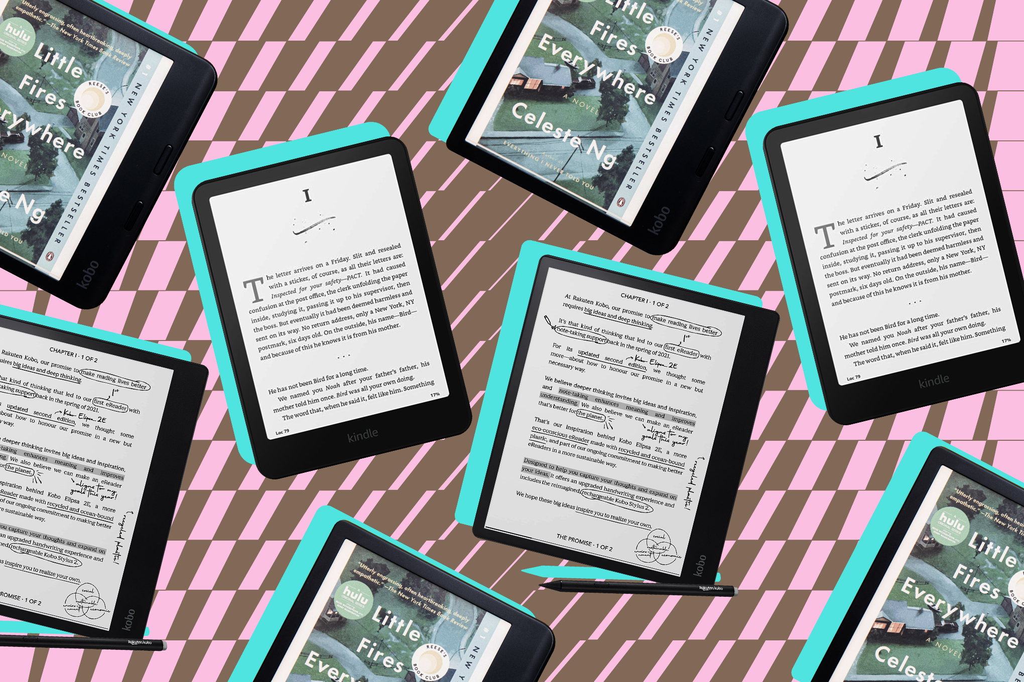 digital books on a tablet in a modern library