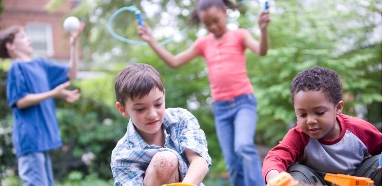 children playing outdoor educational games