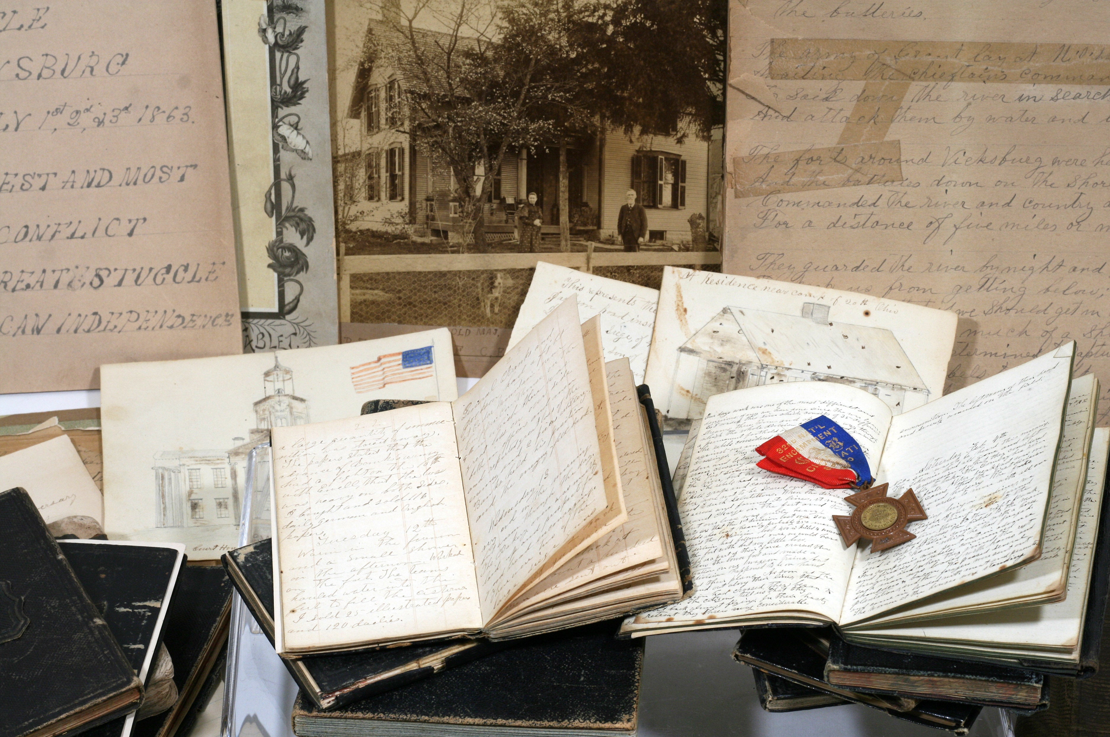 military documents, old book cover, courtroom scene