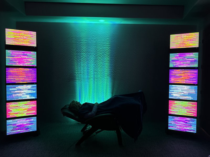 Zero-gravity chairs in an EESystem wellness center