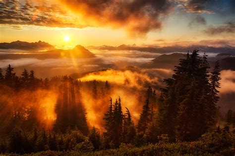 sunset over mountain landscape