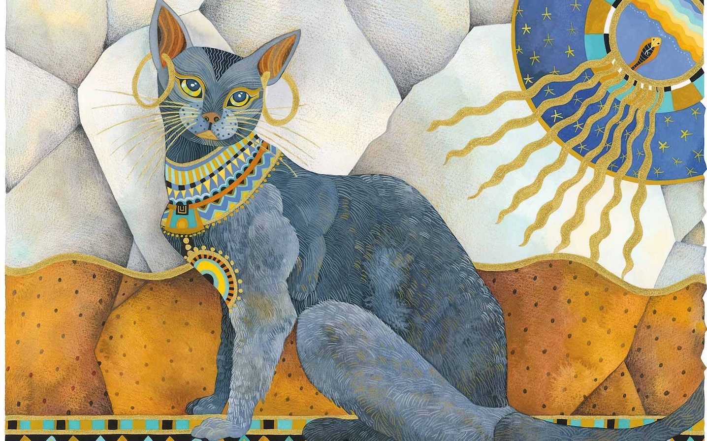 ancient egypt cat statues and murals