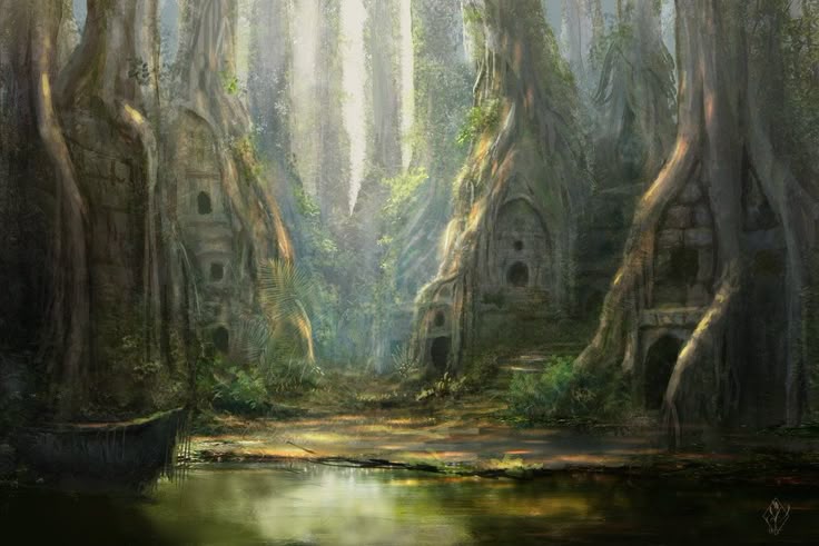 ancient ruins forest fantasy