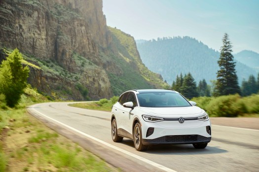 electric car on scenic road