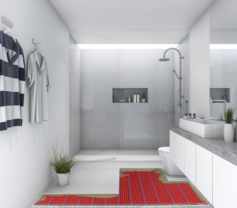 modern bathroom floor heating system