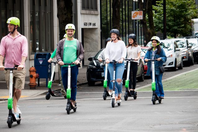 electric scooters in urban setting