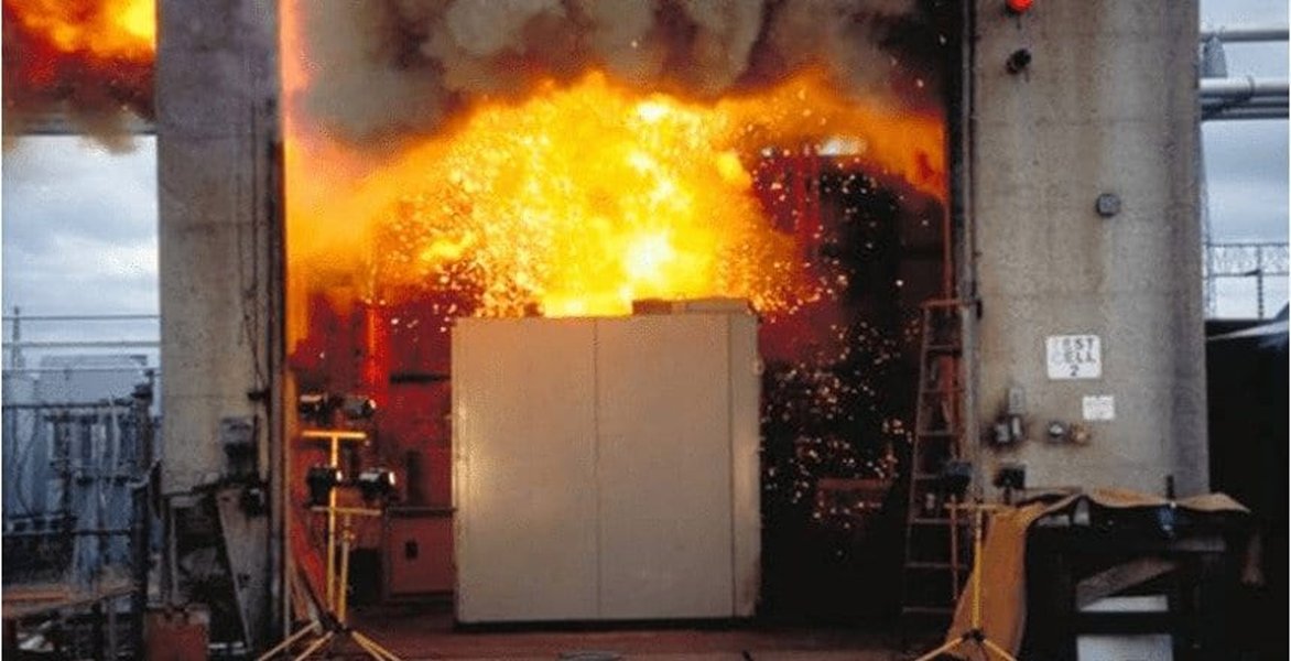 Simulated arc flash explosion from an electrical panel