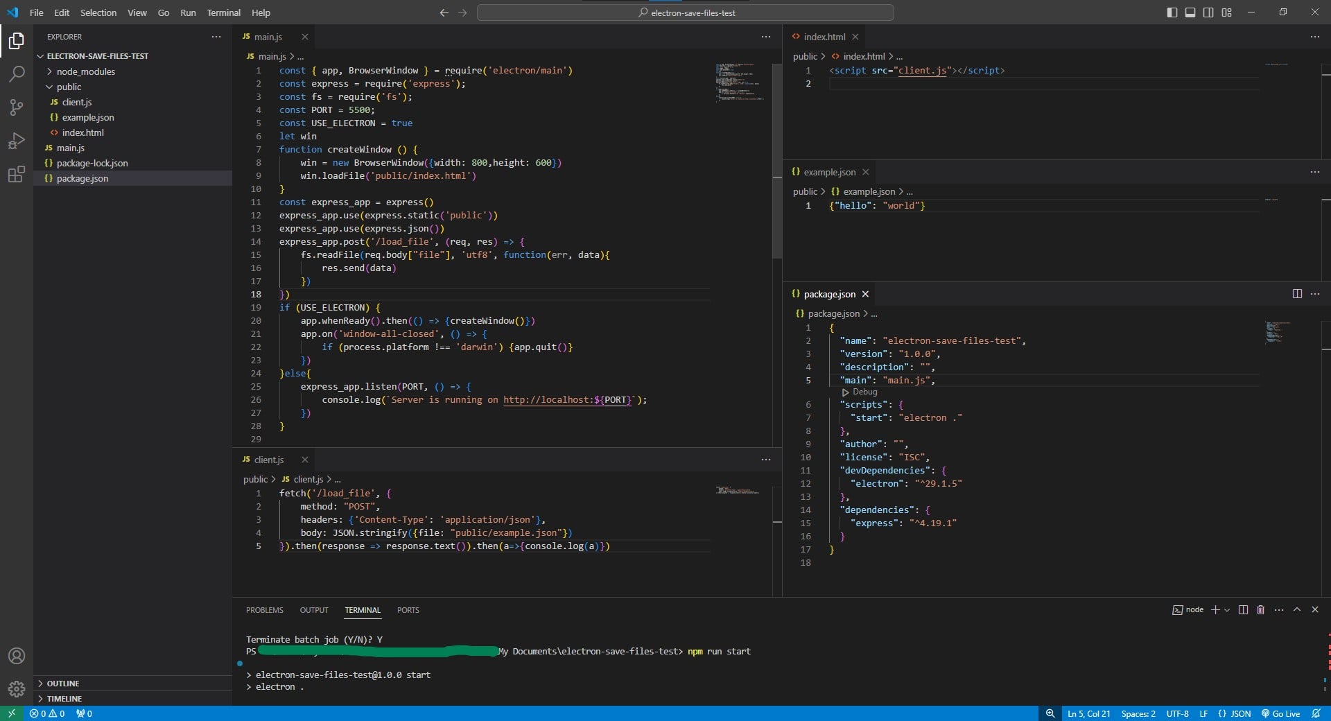 electron app code workspace