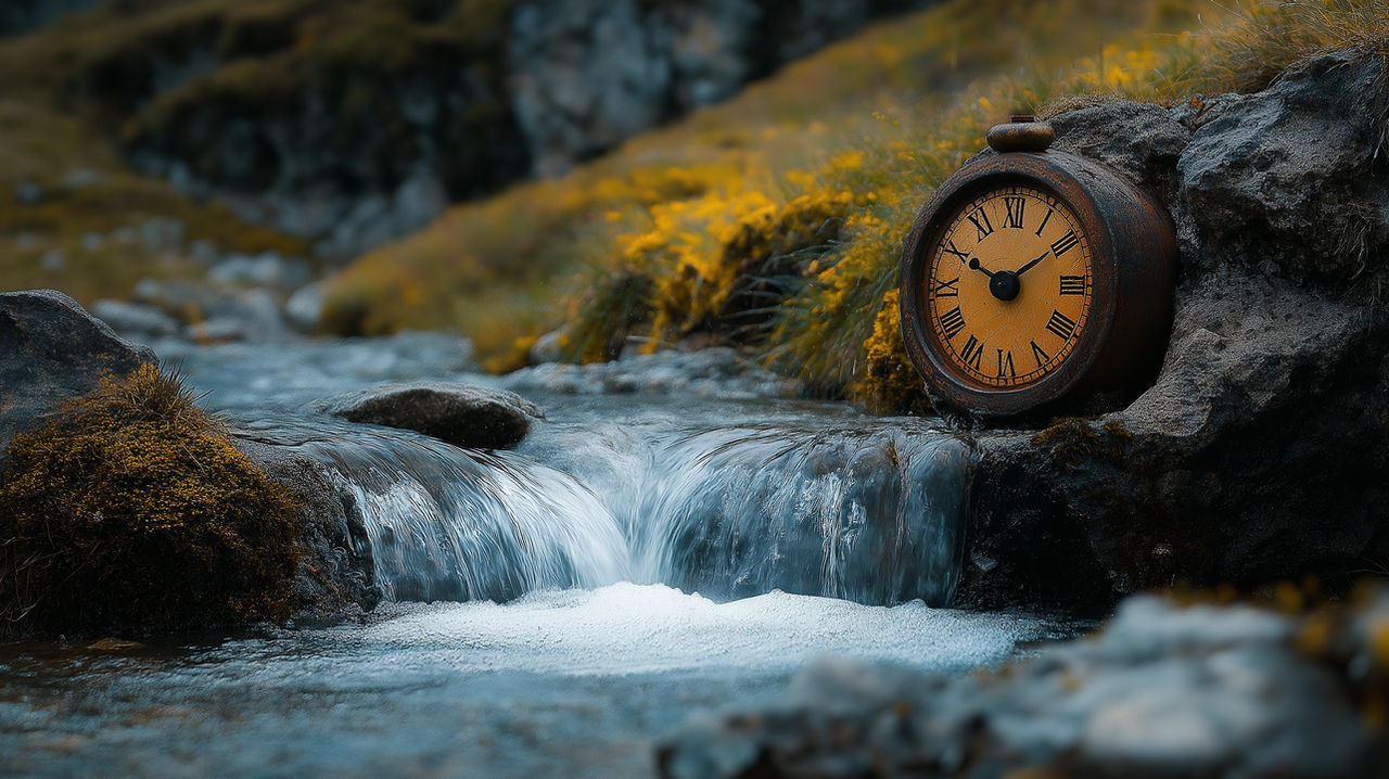 natural landscapes with clocks
