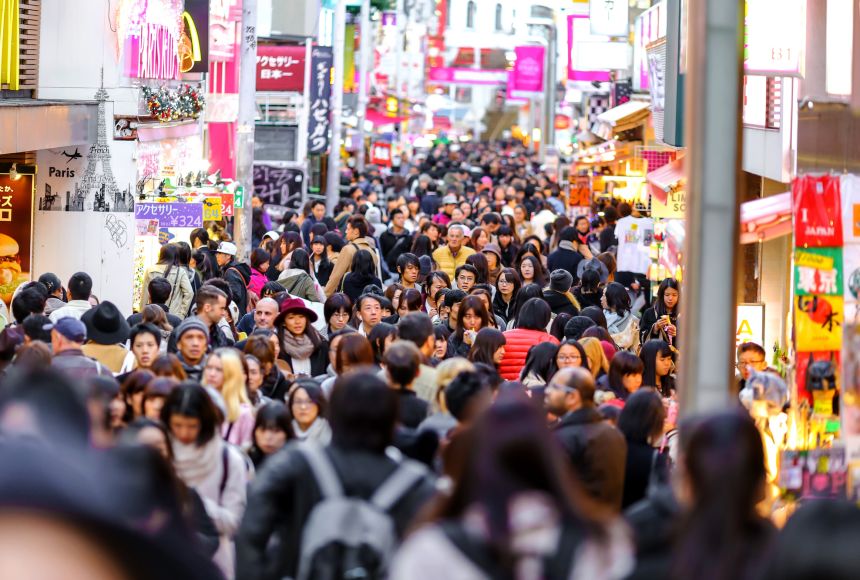 landscape of people in urban environment