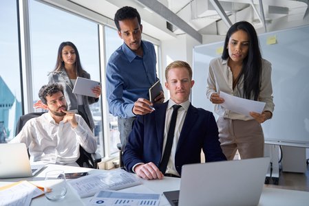 professional leader team discussion