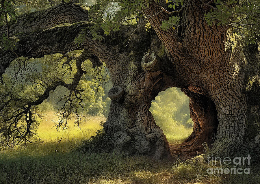 mystical forest ancient oak tree