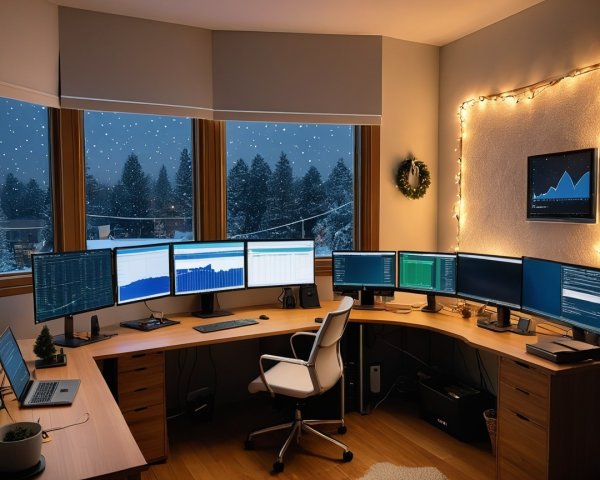 scenic modern computer lab with screens