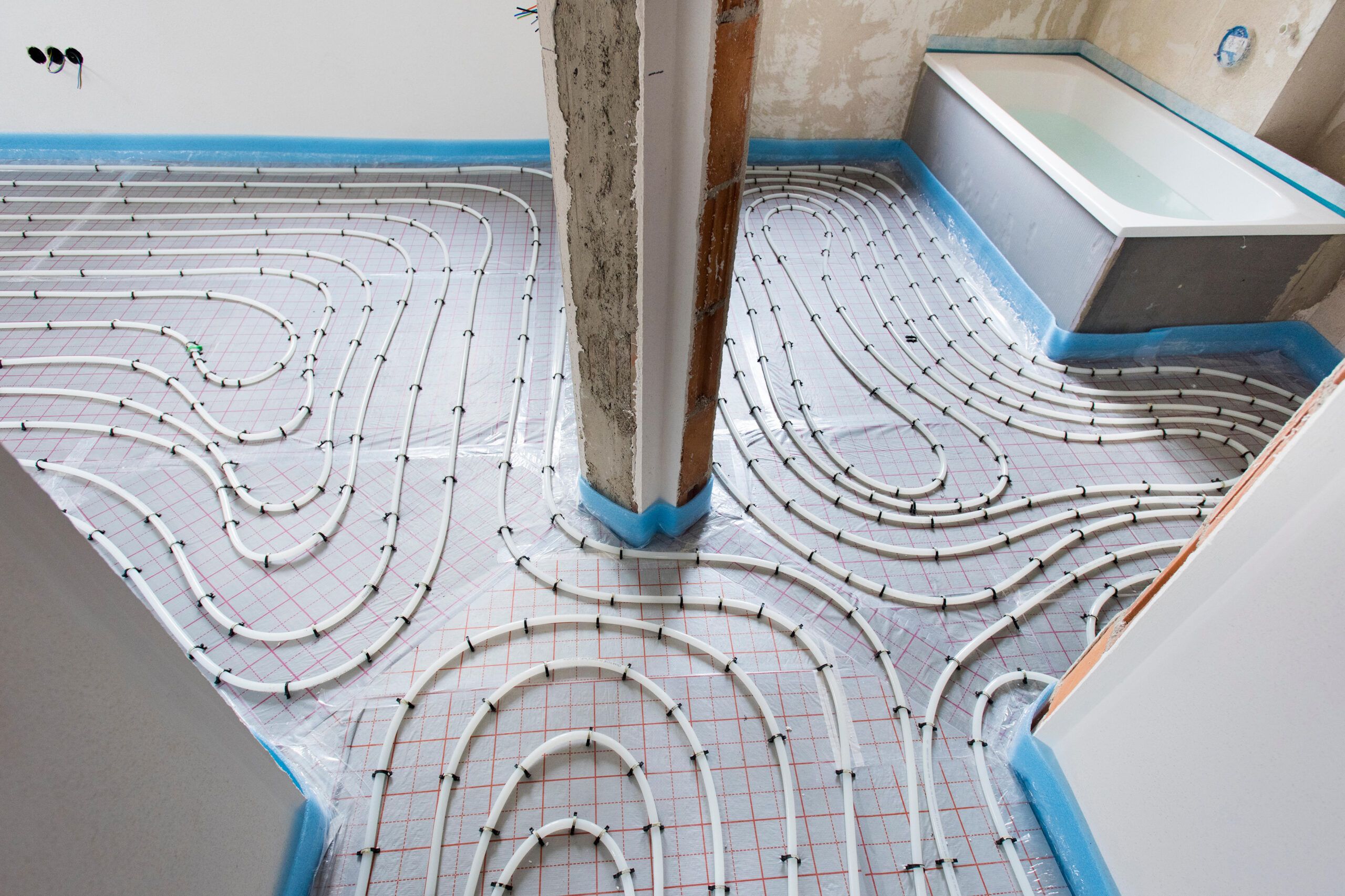 modern floor heating system installation view