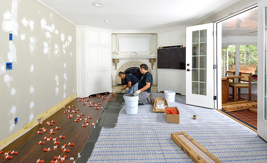 modern floor heating installation indoors