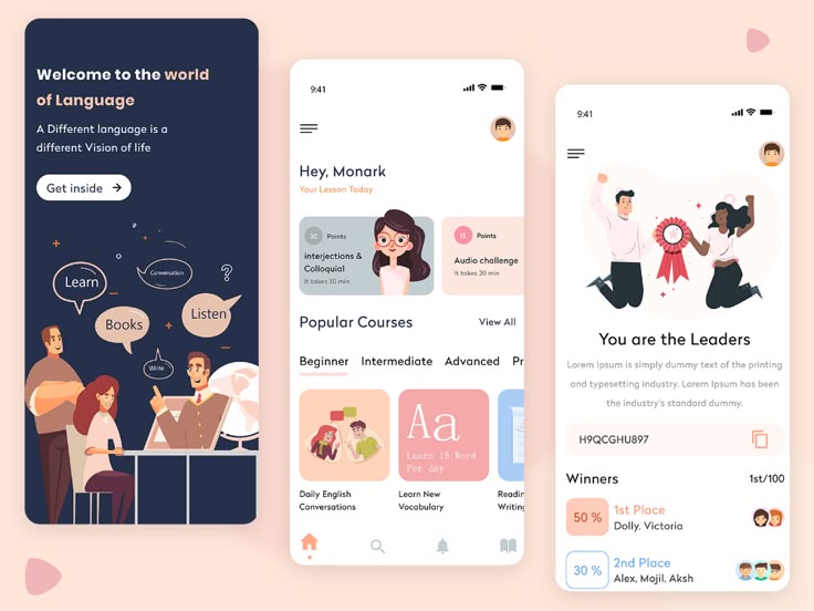 language learning app interface