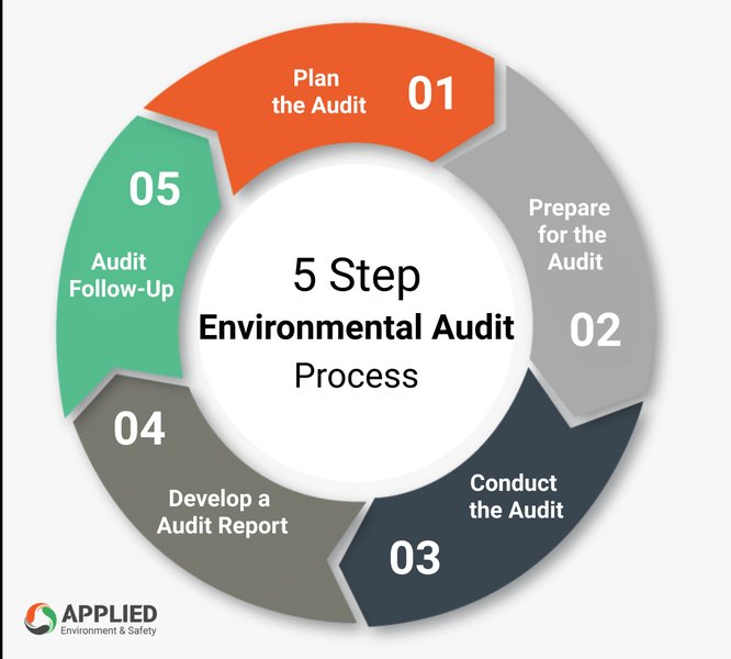 Diagram showing a 5-step environmental audit process