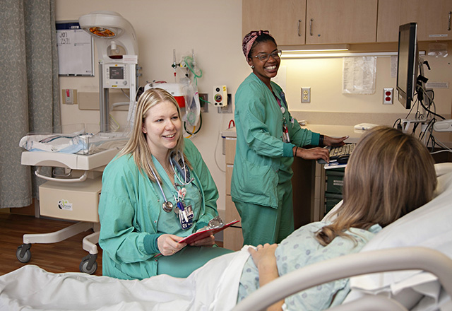 scenes of hospital delivery rooms and medical equipment