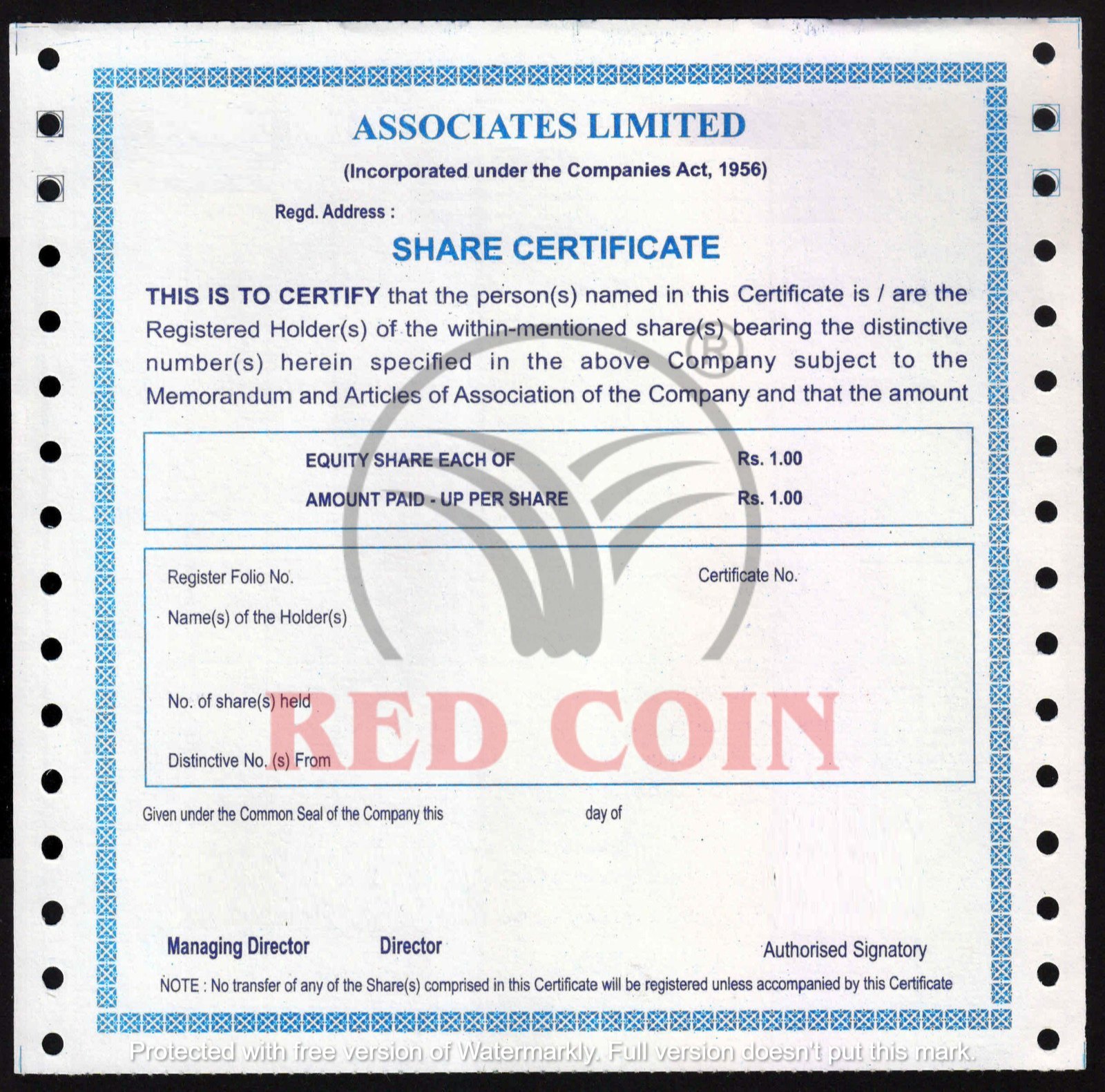 company building with share certificates