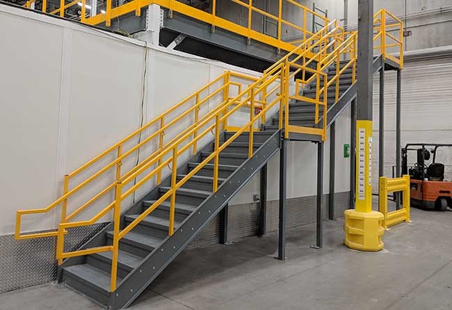 safety barrier on industrial stairs