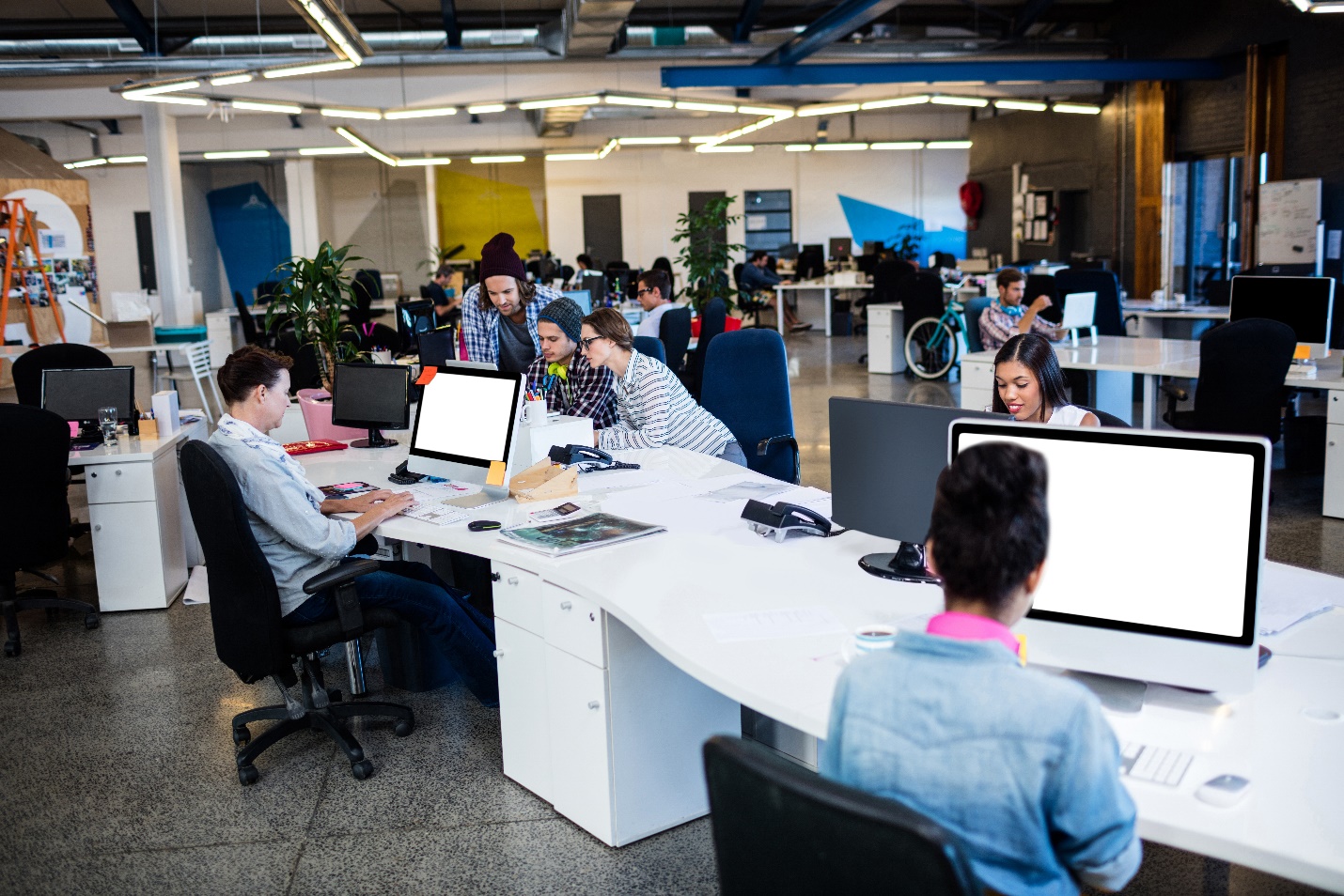 modern office workspace with people