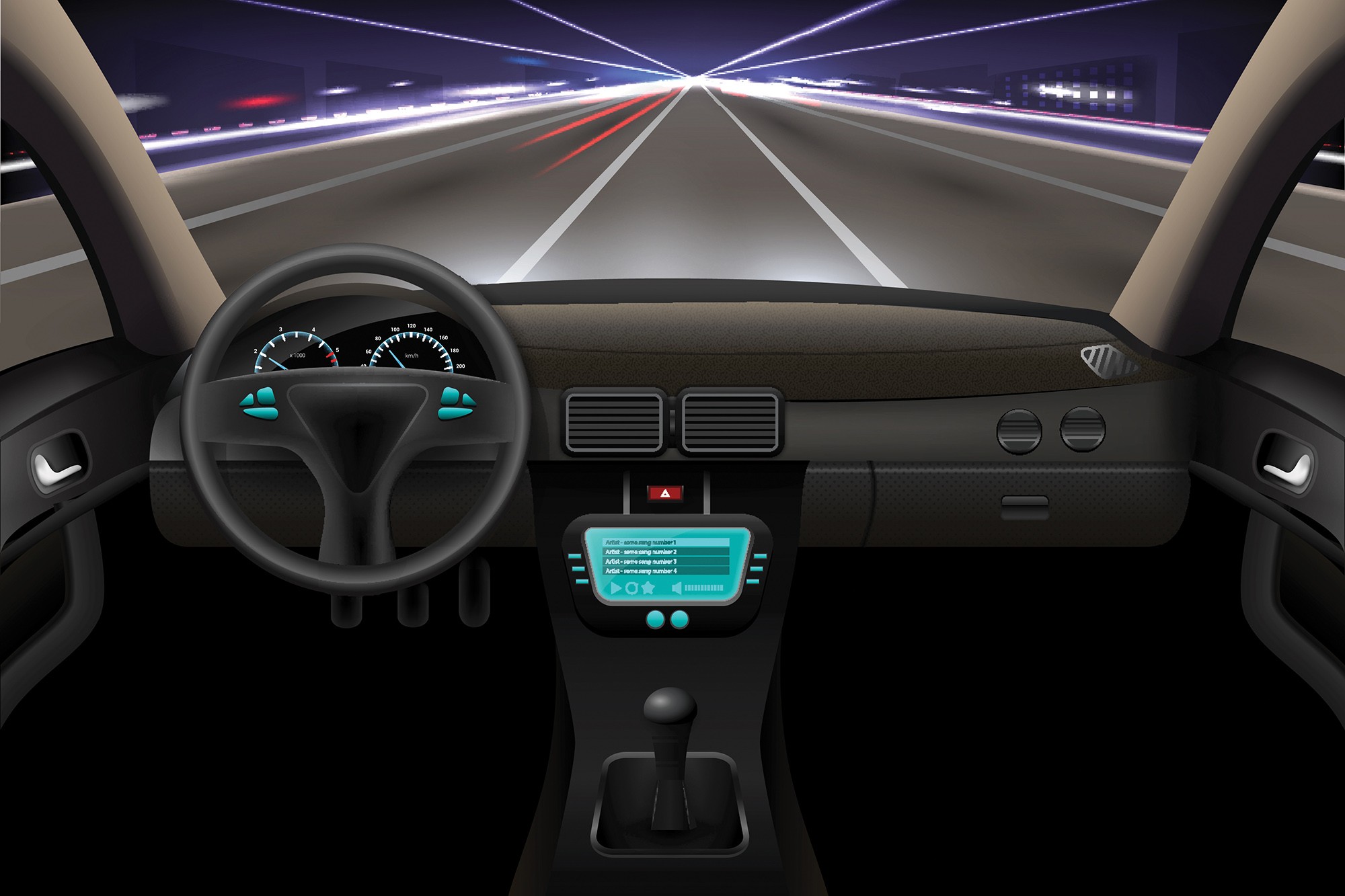 autonomous vehicle dashboard, healthcare technology, criminal justice courtroom visuals