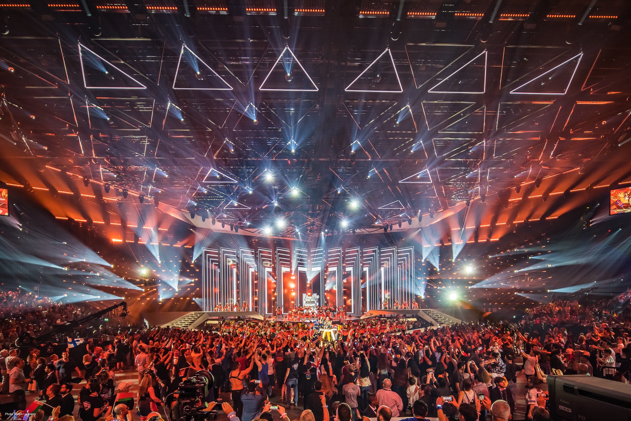 Eurovision stage show vibrant crowd