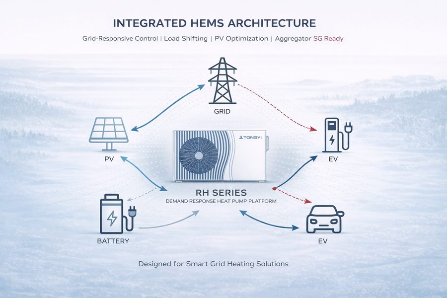 Diagram illustrating the principles of a heat pump in an EV, optimizing thermal energy transfer.