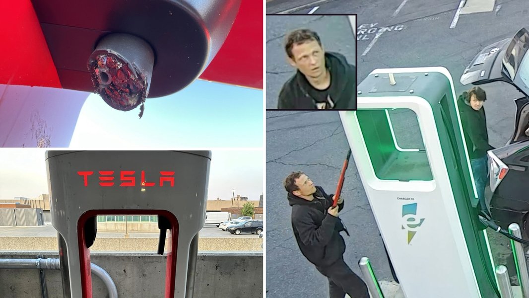 A stolen EV charging cable cut from its connection point, highlighting charger theft.