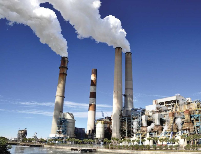 Coal-fired power plant emitting smoke