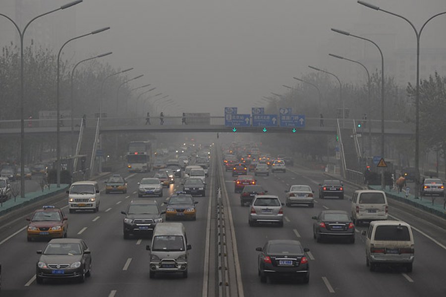 Traffic congestion showing cars contributing to air pollution