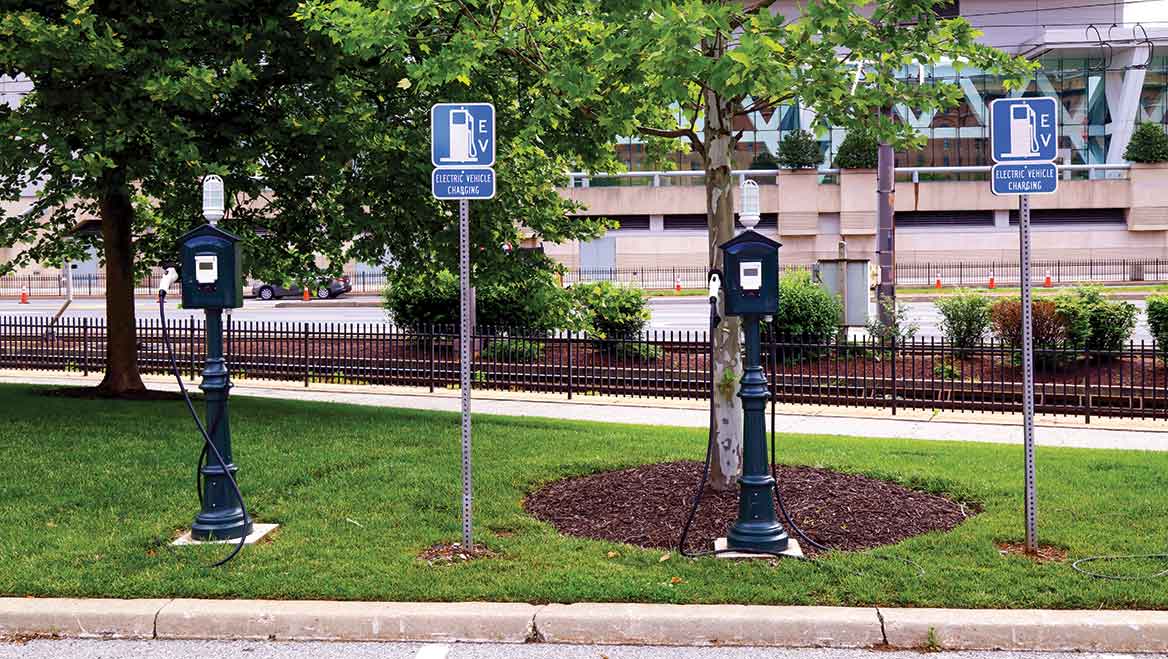 electric vehicles landscape urban charging station
