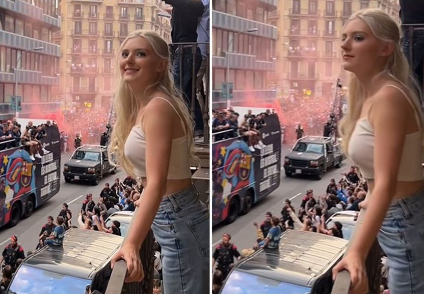 Eva Elfie at Barcelona Title Parade