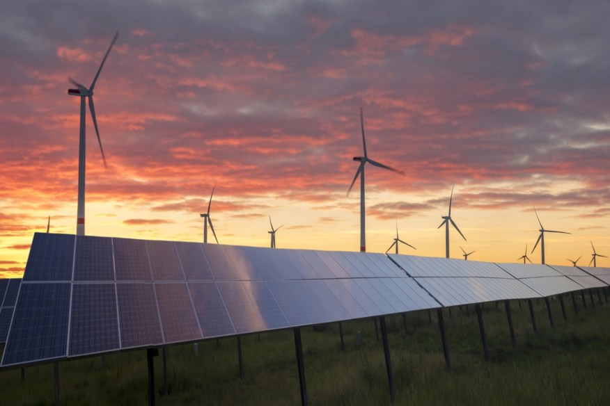 landscape renewable solar panels wind turbines