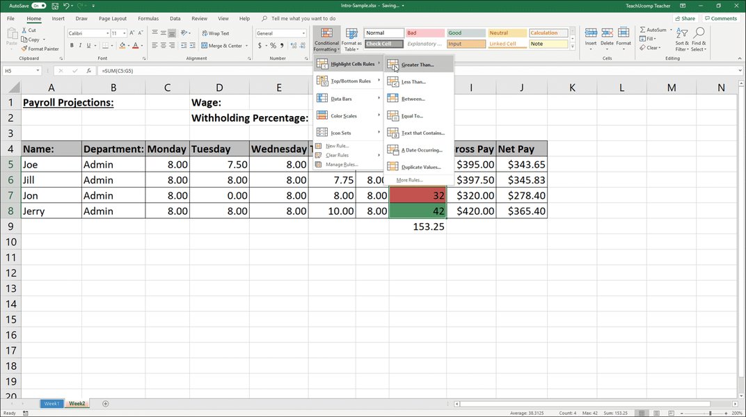 Screenshot of the Conditional Formatting Rules Manager showing options to manage rules.