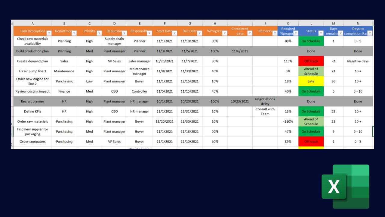 office excel tasks