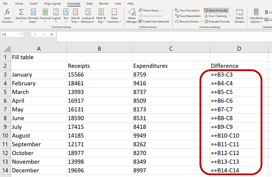 excel formula on computer screen