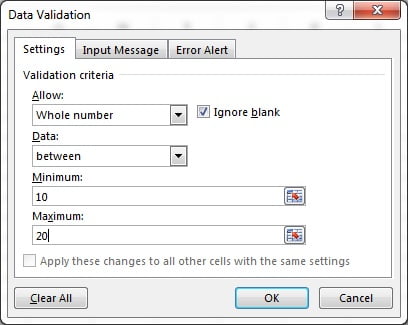 Excel data validation smallest numbers analysis