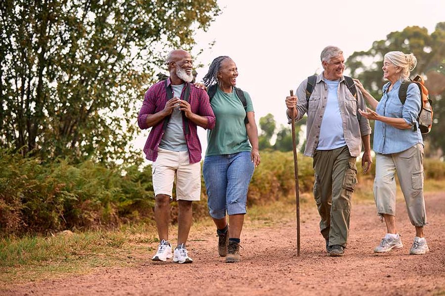 active elderly walking