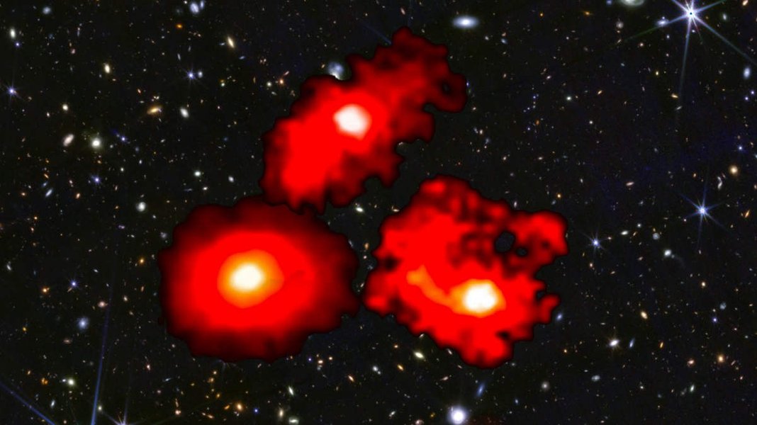 Artist's impression of a dusty red galaxy
