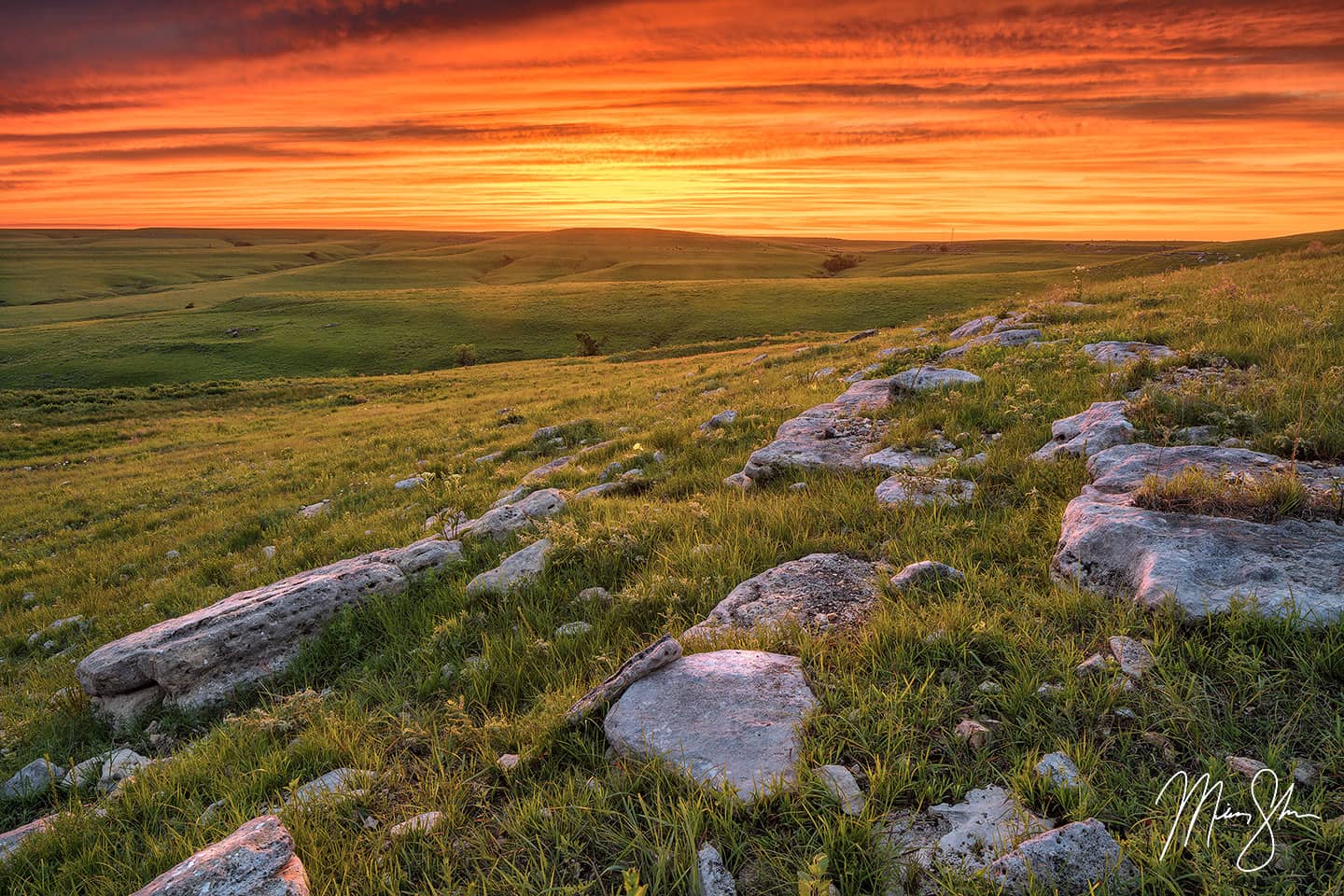 landscape of hills during sunset