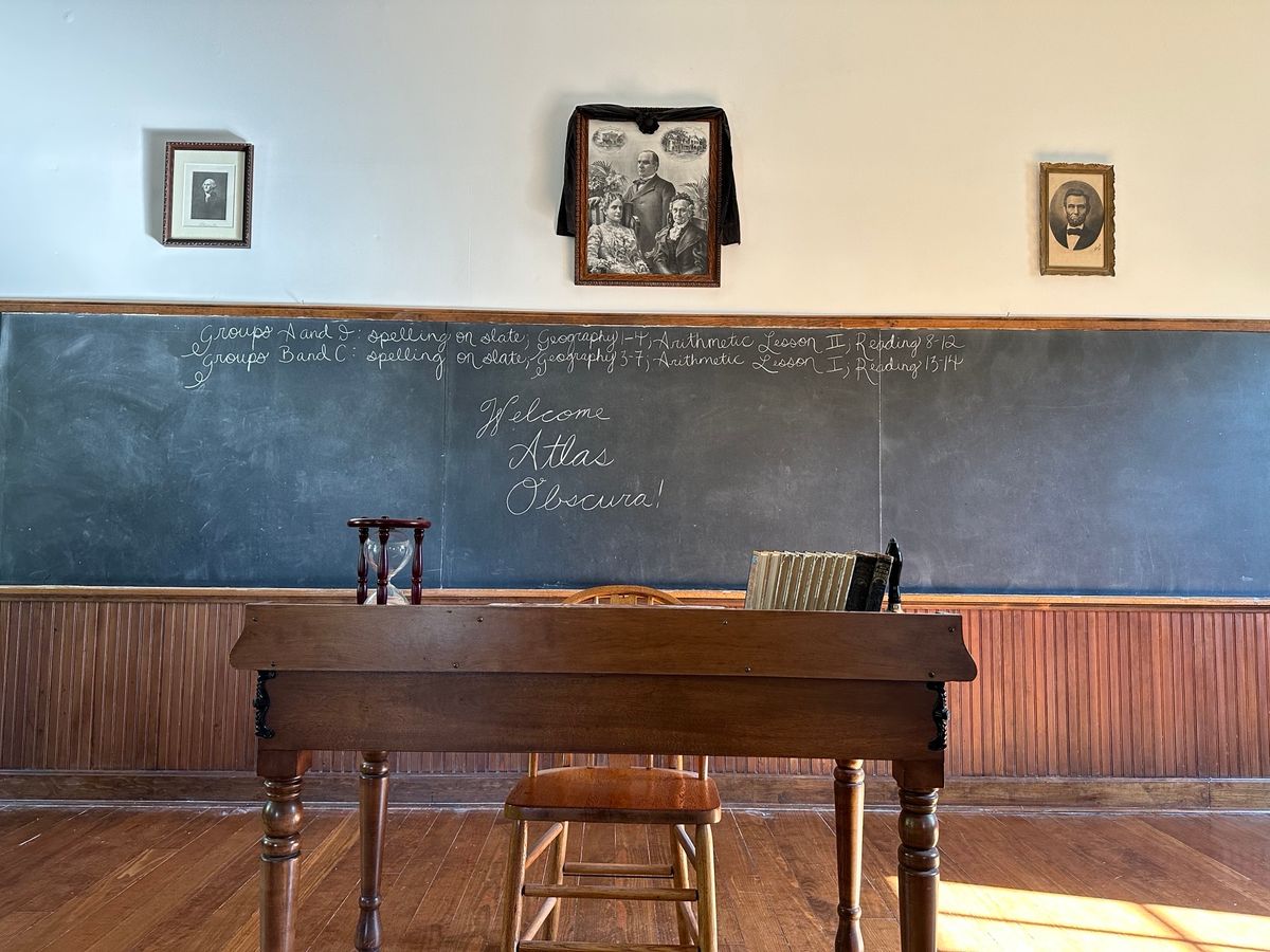 French expression chalkboard old library