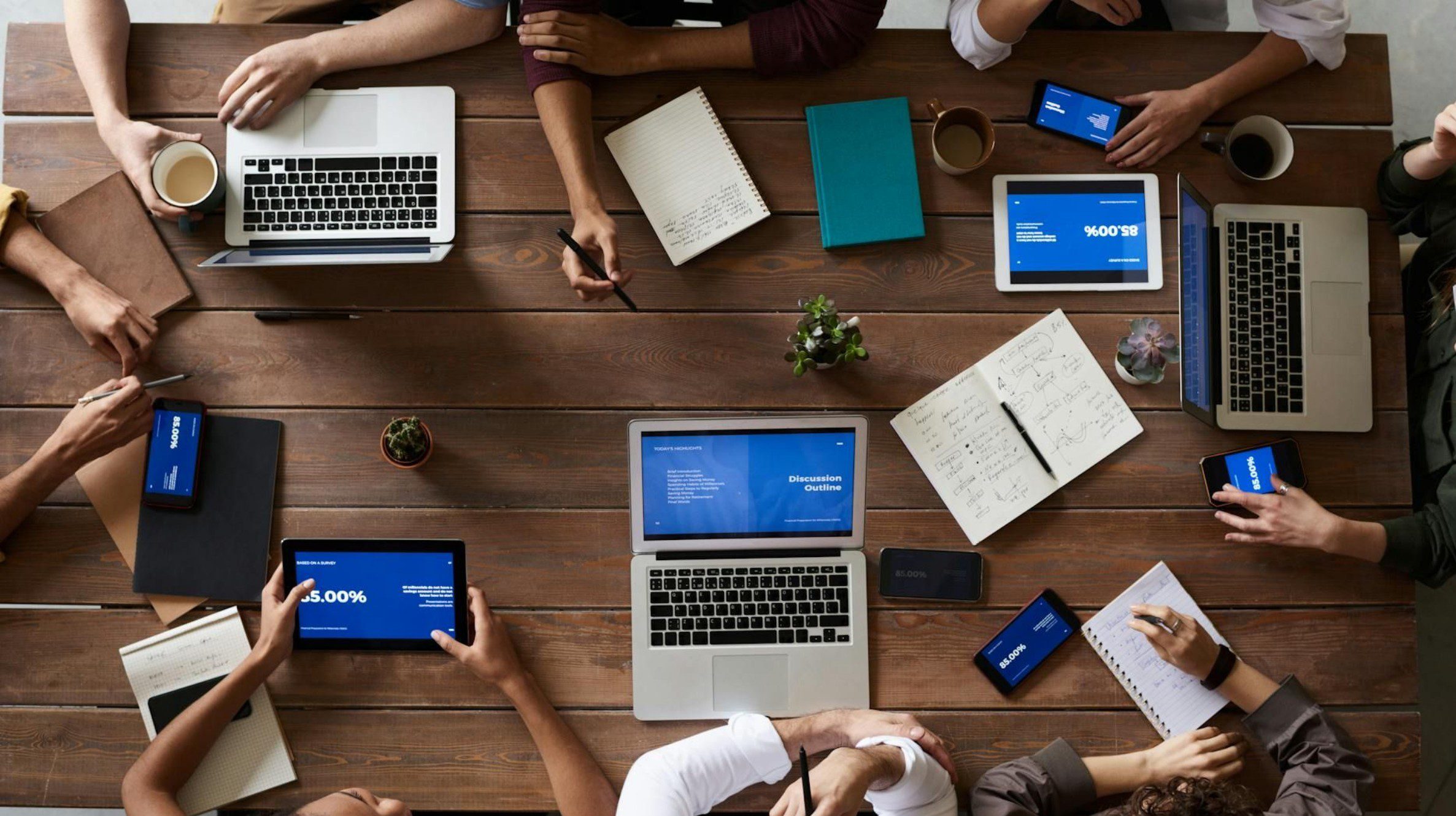team working on computer