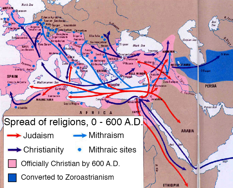 geopolitical maps and religious symbols