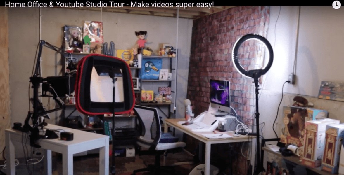 Example of a home office YouTube studio setup
