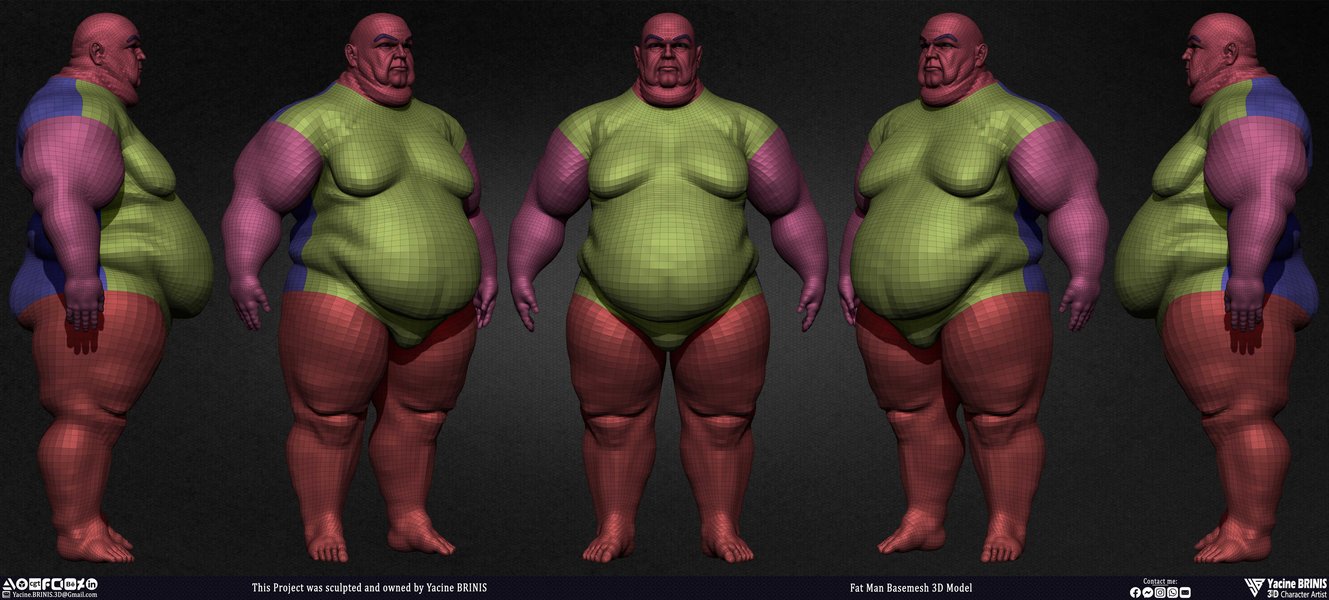 3D Model representation of a fat man character