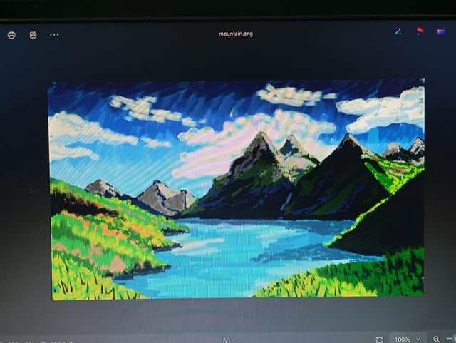 mountain landscape with computer