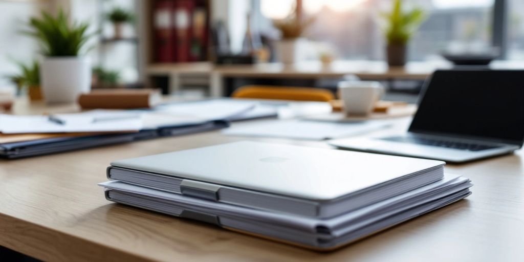 office workspace financial documents